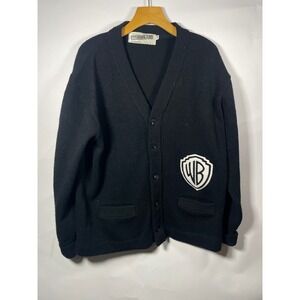 Vintage Starwear's Black‎ Warner Bros WB Logo Cardigan Sweater Mens Size 46